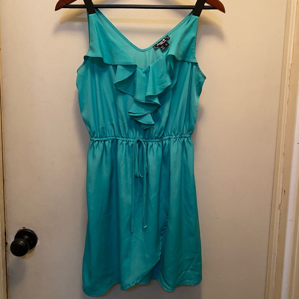 Bridesmaid dress. Teal. Sequin Hearts size Small